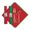 Caterwrap 7.5" x 4.25" Pre-rolled Red and Green Napkins Clear Cutlery 100 PK 119995 - alternate 1